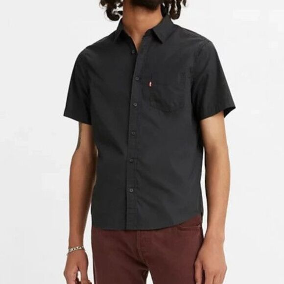 Levi's Men's Sz 2XL Black S/S Classic One-Pocket Standard Fit Button-Up Shirt - Picture 8 of 9
